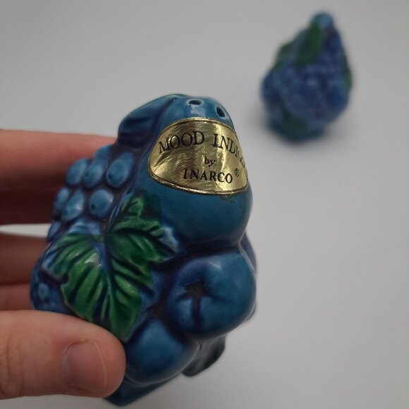 Inarco Mood Indigo Blue Grape Salt Pepper Shakers Vintage Mid-Century Modern - Picture 8 of 11